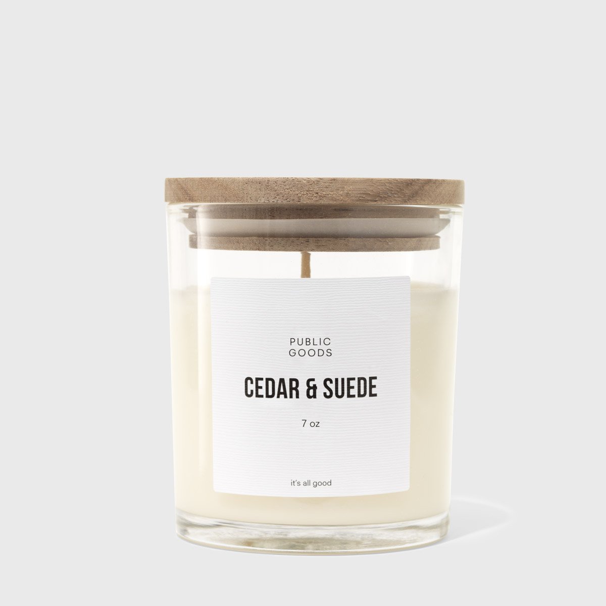 Public Goods Household Cedar & Suede Soy Candle 7oz Wooden Lid