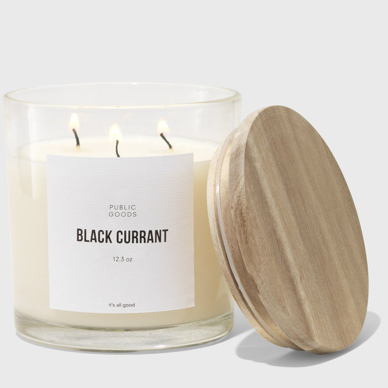 Public Goods Household 3 Wick Black Currant Soy Candle 12.4oz Wood Lid