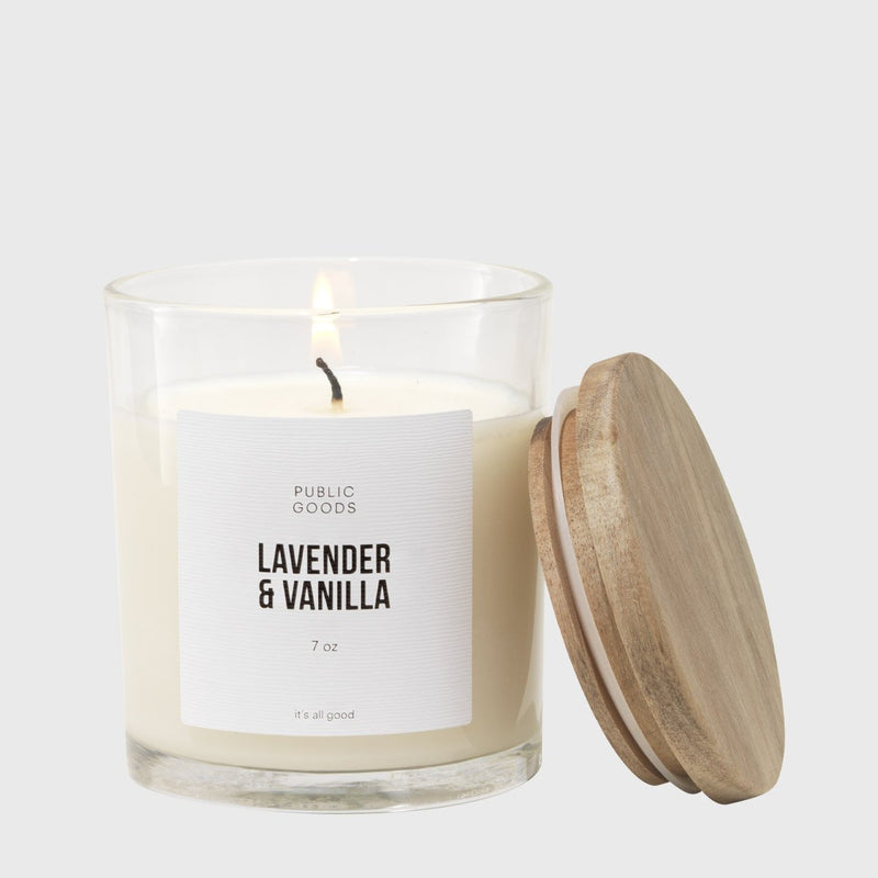 Public Goods Household Lav & Vanilla Candle 7oz Wood Lid